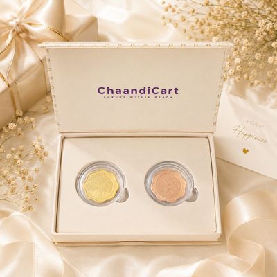 Chaandicart 4gm Gift box  Banyan Tree  999 silver 2 gm coin set of 2 